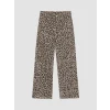 LCW Kids Bej Wideleg Leopar Desenli Kız Çocuk Pantolon