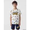 LCW Kids Beyaz Stumble Guys Baskılı Erkek Çocuk Şortlu Pijama Takımı