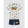 LCW Kids Beyaz Stumble Guys Baskılı Erkek Çocuk Şortlu Pijama Takımı