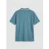 LCW Kids İndigo Polo Yaka Şerit Detaylı Erkek Çocuk Tişört