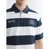 XSIDE Lacivert Polo Yaka Çizgili Penye Erkek Tişört