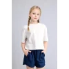 Defacto H7237A8WT34 Beyaz %100 Pamuk Oversize Bisiklet Yaka Kısa Kollu Tişört Kız Çocuk