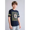 Defacto H7868A8IN42 İndigo %100 Pamuk Fenerbahçe New Regular Fıt Bisiklet Yaka Kısa Kollu Siyah Tişört Erkek Çocuk