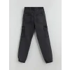 LCW Kids Antrasit Beli Lastikli Erkek Çocuk Kargo Jean Pantolon