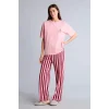 Defacto H6783AXPN436 Pembe Regular Fıt Kısa Kollu Sırt Baskılı Çizgili 2li Pembe Takım