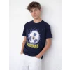 LCW Kids Lacivert Bisiklet Yaka Fenerbahçe Baskılı Erkek Çocuk Tişört