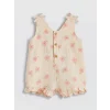 LCW baby Bej Çiçekli Kız Bebek Müslin Tulum