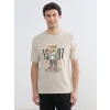 LC WAIKIKI Gri Bisiklet Yaka Teddy Baskılı Erkek Şortlu Pijama Takımı