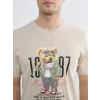 LC WAIKIKI Gri Bisiklet Yaka Teddy Baskılı Erkek Şortlu Pijama Takımı