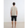 LC WAIKIKI Gri Bisiklet Yaka Teddy Baskılı Erkek Şortlu Pijama Takımı
