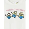 LCW Kids Ekru Minions Baskılı Kız Çocuk Şortlu Pijama Takım