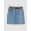 LCW Kids Mavi Regular Fit Kemerli Kız Çocuk Jean Etek
