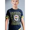 Defacto H7868A8IN42 İndigo %100 Pamuk Fenerbahçe New Regular Fıt Bisiklet Yaka Kısa Kollu Siyah Tişört Erkek Çocuk