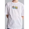 Defacto H8259A8WT34 Beyaz %100 Pamuk SpongeBob Sırt Baskılı Oversıze Bisiklet Yaka Kısa Kollu Tişört Erkek Çocuk