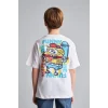 Defacto H8259A8WT34 Beyaz %100 Pamuk SpongeBob Sırt Baskılı Oversıze Bisiklet Yaka Kısa Kollu Tişört Erkek Çocuk