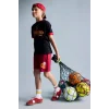 Defacto H8001A8RD119 Kırmızı %100 Pamuk Galatasaray Oversıze Baskılı Siyah Şort Erkek Çocuk