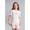Defacto I1574A8ER2 Ekru Regular Fıt Şortlu 2li Ecru Pijama Takımı Kız Çocuk