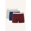 Defacto H3664AXBR280 Bordo Regular Fıt 3lü Boxer