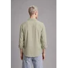 Defacto E2533AXKH404 Haki Regular Fit Apaş Yaka Yazlık Kısa Kollu Gömlek