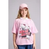 Defacto H4843A8PN693 Pembe Hello Kitty Lisanslı Relax Fıt Polo Yaka Kısa Kollu Açık Pembe Tişört Kız Çocuk