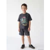 LCW Kids Antrasit Baskılı Erkek Çocuk Şortlu Takım