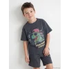 LCW Kids Antrasit Baskılı Erkek Çocuk Şortlu Takım
