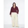 LCW Modest Bej Beli Lastikli Geniş Paça Kadın Pantolon
