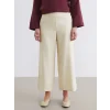 LCW Modest Bej Beli Lastikli Geniş Paça Kadın Pantolon