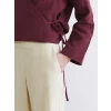 LCW Modest Bej Beli Lastikli Geniş Paça Kadın Pantolon