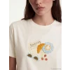 LCW DREAM Ekru Bisiklet Yaka Desenli Kadın Pijama Takım