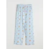 LCW DREAM Ekru Bisiklet Yaka Desenli Kadın Pijama Takım