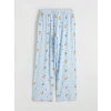 LCW DREAM Ekru Bisiklet Yaka Desenli Kadın Pijama Takım