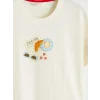 LCW DREAM Ekru Bisiklet Yaka Desenli Kadın Pijama Takım