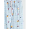 LCW DREAM Ekru Bisiklet Yaka Desenli Kadın Pijama Takım