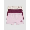 LCW Kids Ekru Baskılı Kız Çocuk Boxer 3lü