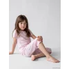 LCW Kids Pembe Bisiklet Yaka Kız Çocuk Kaprili Pijama Takımı