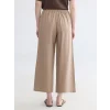 LCW Modest Bej Beli Lastikli Geniş Paça Kadın Pantolon