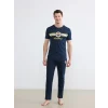 LC WAIKIKI Lacivert Fenerbahçe Baskılı Penye Erkek Pijama Takımı