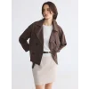 LCWAIKIKI Classic Kahverengi Kruvaze Yaka Oversize Kadın Trençkot