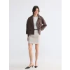 LCWAIKIKI Classic Kahverengi Kruvaze Yaka Oversize Kadın Trençkot