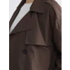 LCWAIKIKI Classic Kahverengi Kruvaze Yaka Oversize Kadın Trençkot