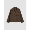 LCWAIKIKI Classic Kahverengi Kruvaze Yaka Oversize Kadın Trençkot