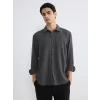 LCW Vision Antrasit Regular Fit Erkek Krinkle Gömlek
