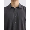 LCW Vision Antrasit Regular Fit Erkek Krinkle Gömlek