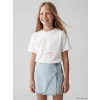 LCW Kids Beyaz Bisiklet Yaka Fiyonk Nakışlı Kız Çocuk Tişört