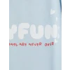 LCW Kids Mavi Bisiklet Yaka Capyfun Baskılı Kız Çocuk Tişört