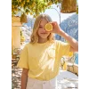 LCW Kids Sarı Kabartma Desenli Kız Çocuk Tişört