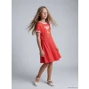 LCW Kids Kırmızı Bisiklet Yaka Baskılı Kız Çocuk Elbise