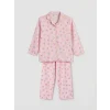 LCW Kids Pembe Gömlek Yaka Kalp Baskılı Kız Çocuk Pijama Takım