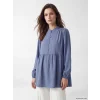 LCW Modest Mavi Büzgülü Kadın Müslin Tunik